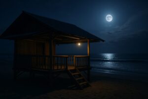 深夜の海の家
